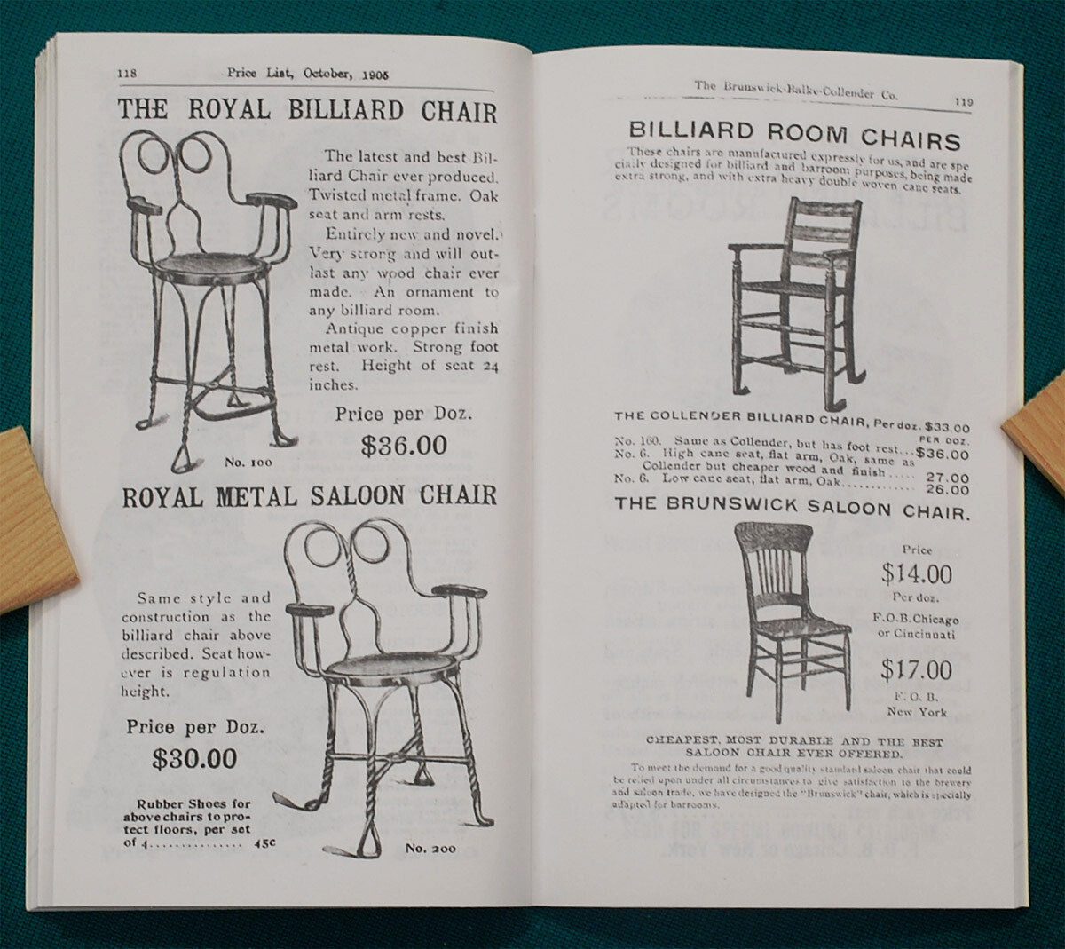 Reproduction of Rare 1905 BBC Billiard Price List/Catalog No. 1488