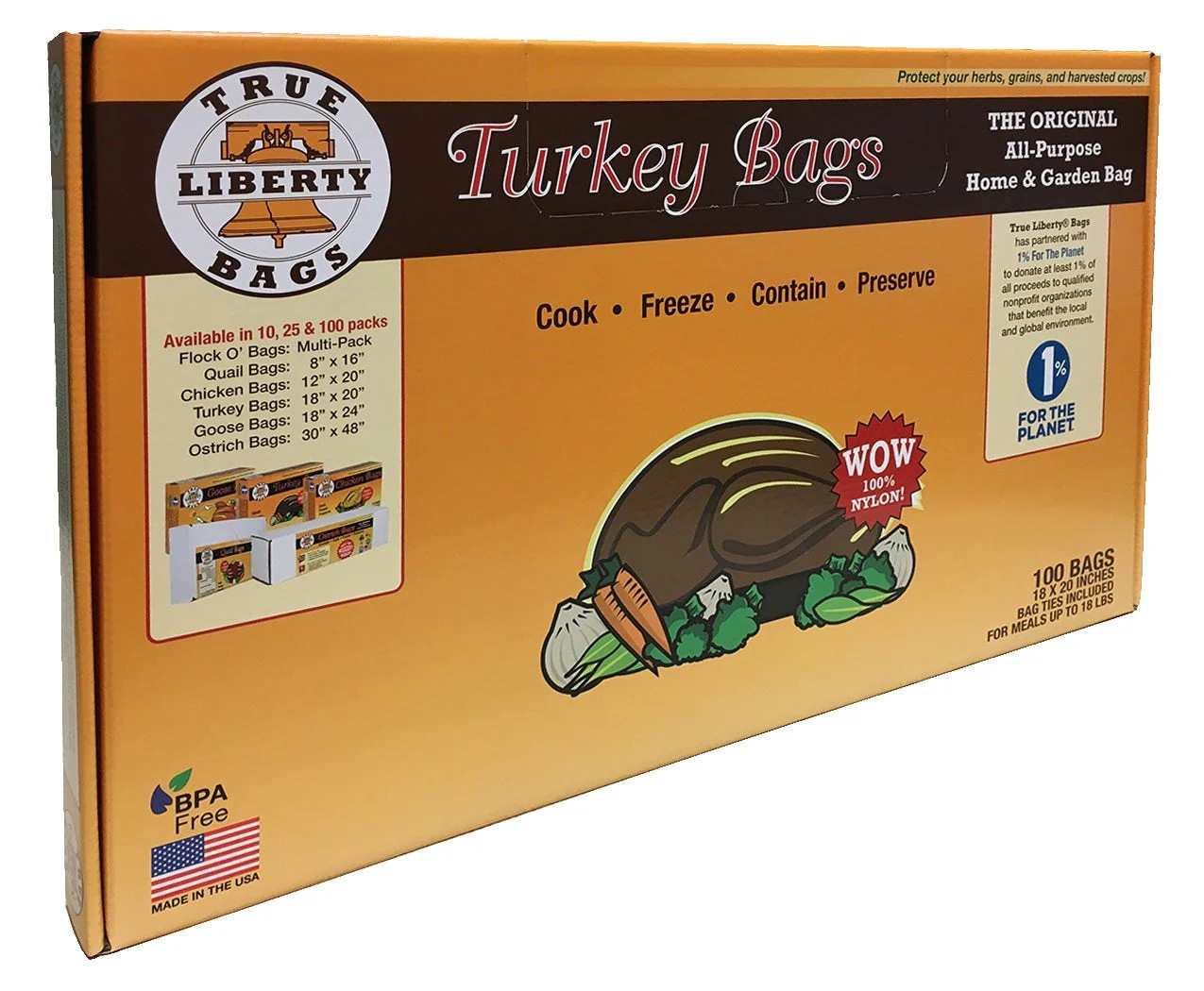 True Liberty 3 Gallon "Turkey" Bags 18 in x 20 in (100/pack) Hydroponic