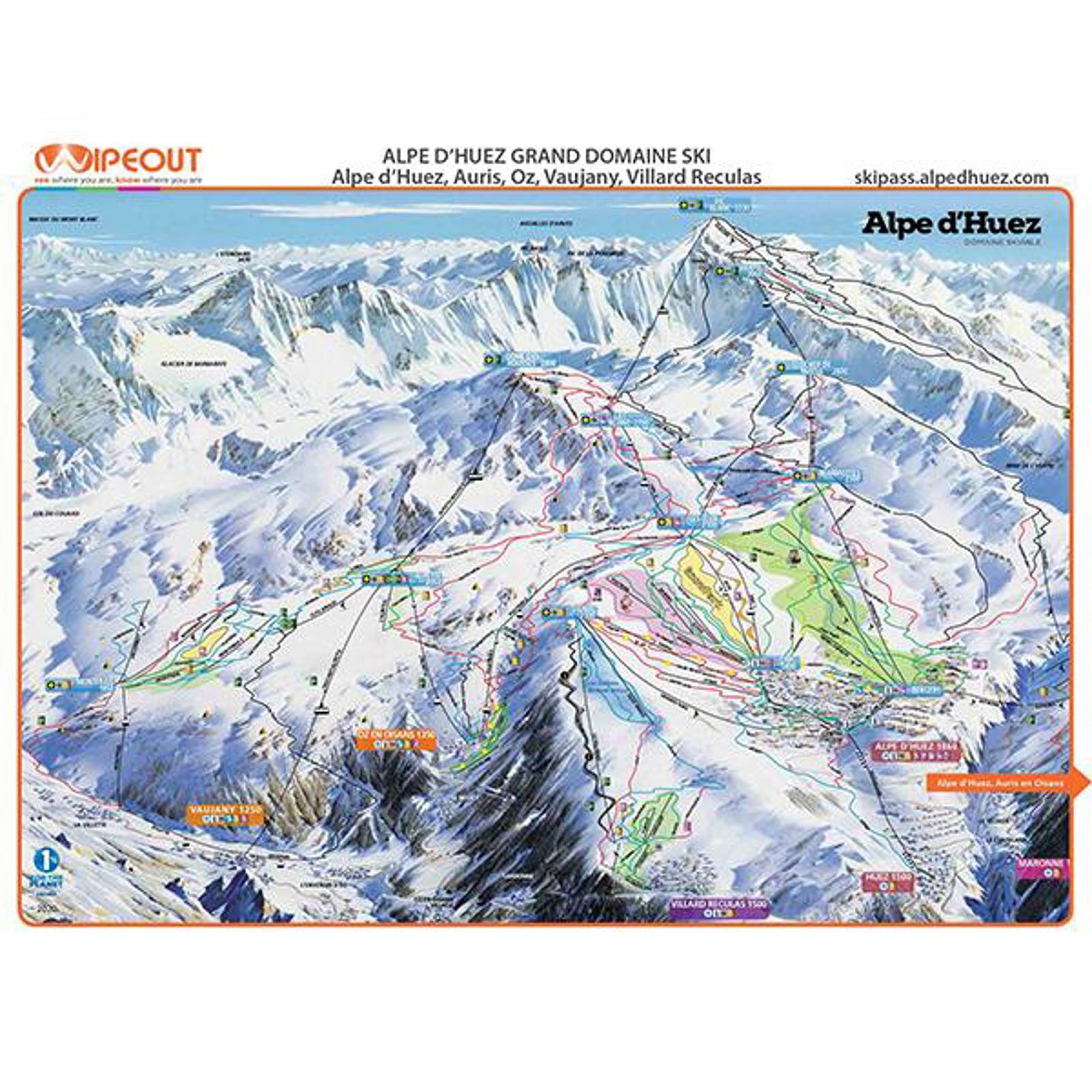 Wipeout Alpe D'Huez Piste Map Microfibre Goggle Cloth and Resort Map
