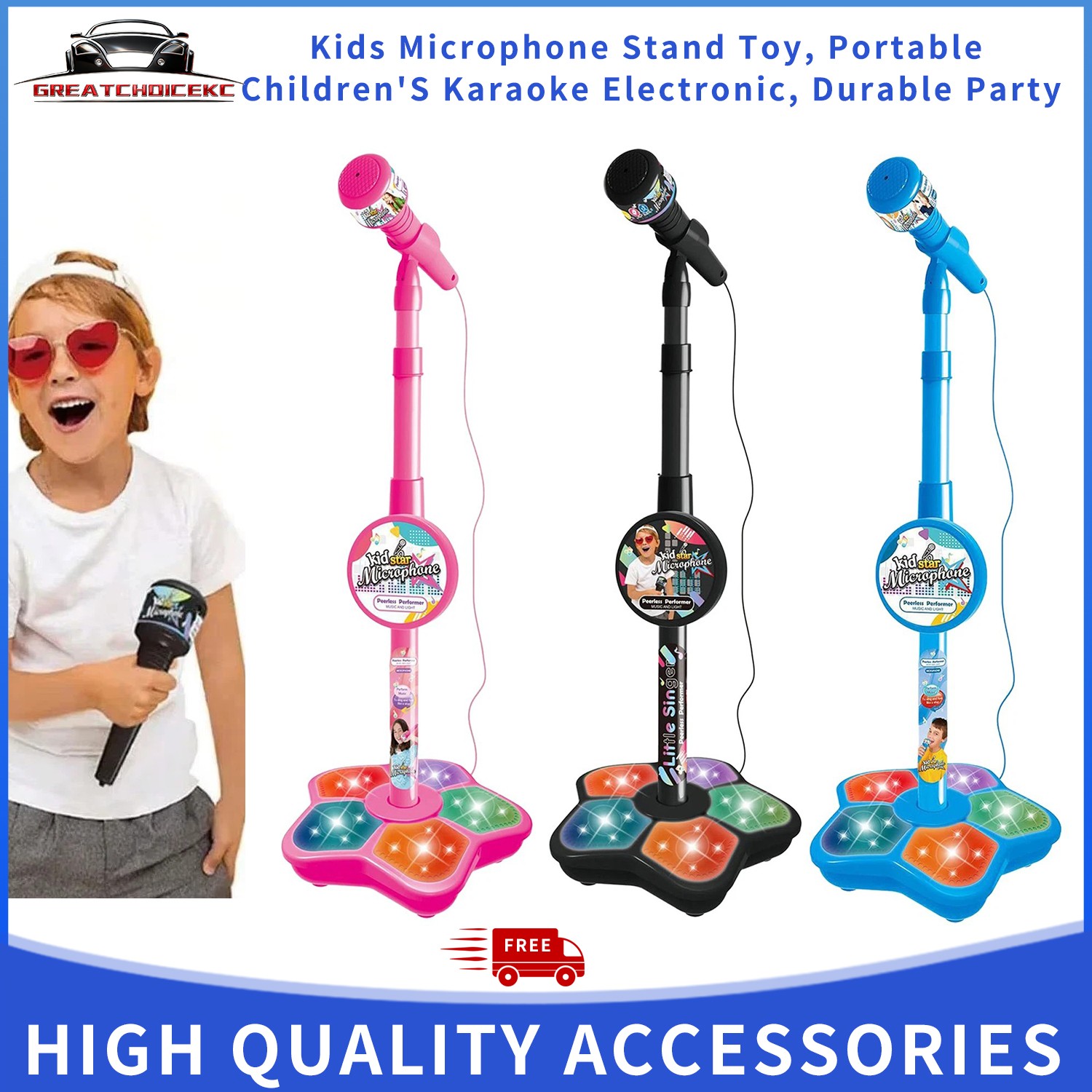 Kids Microphone Stand Toy, Portable Children'S Karaoke Electronic, Durable Party