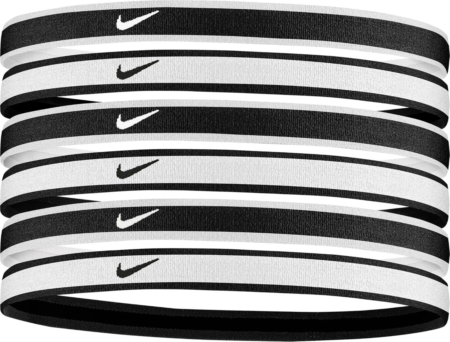 Swoosh Sport Headbands 6 Pack (One Size Fits Most, Black/Grey/White) - Unisex
