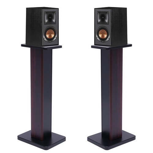 28" Inch Pair Bookshelf Speaker Stands Surround Sound Home Theater Black Walnut