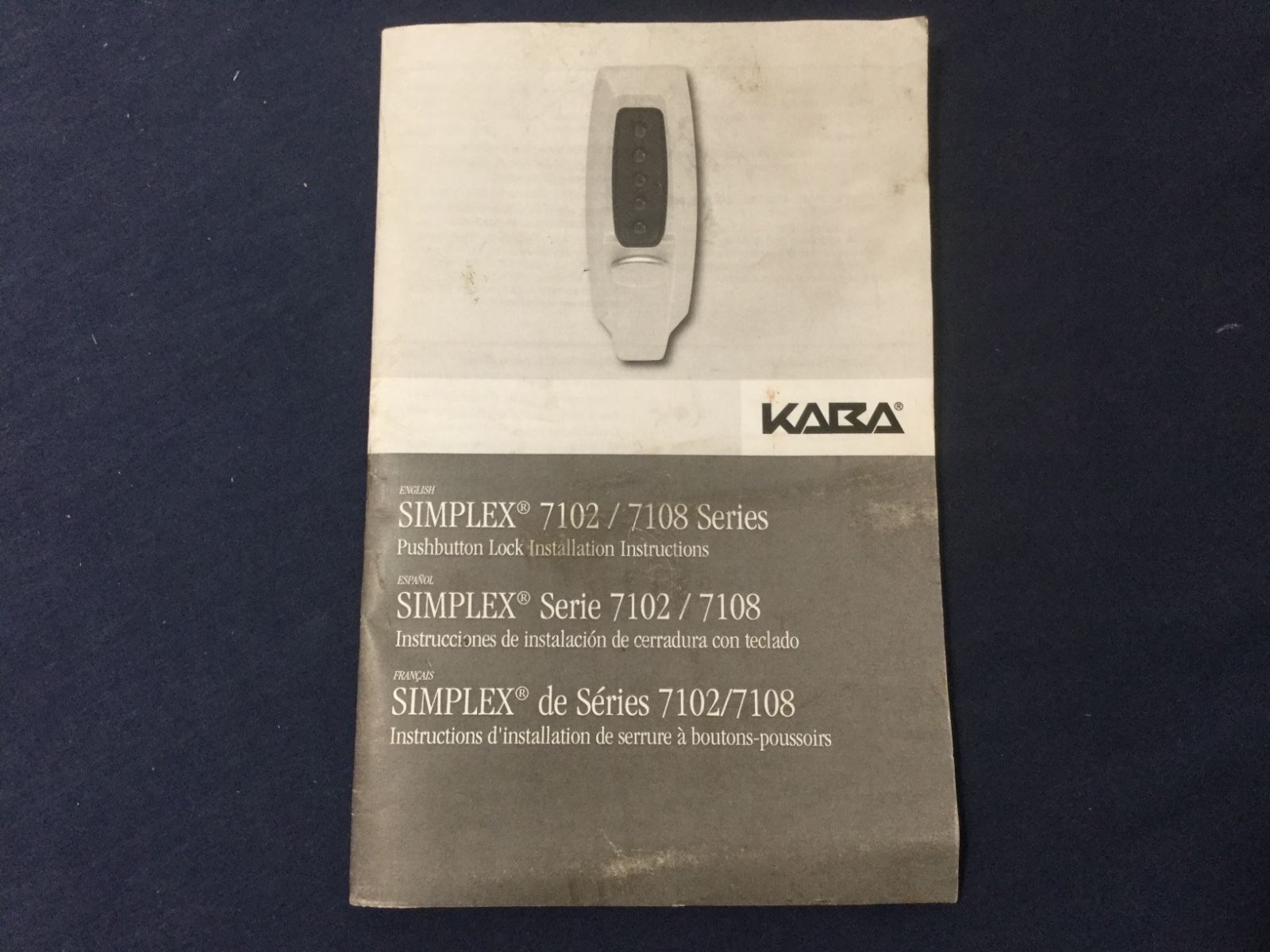 Kaba Simplex 7102/7108 Pushbutton Lock Instruction Book