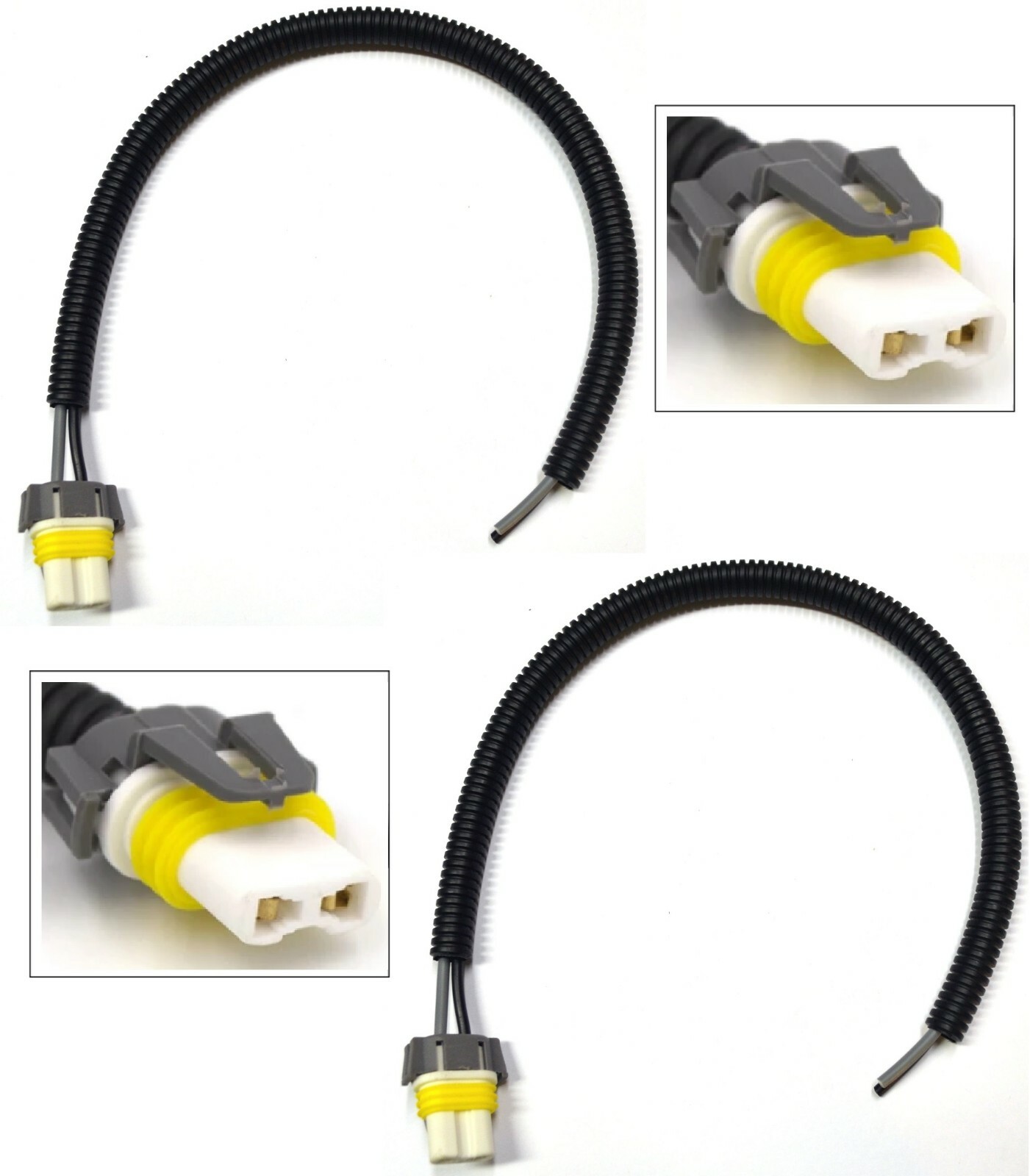 Extension Wire Pigtail Female Ceramic 9006 HB4 Two Harness Head Light Lamp Plug