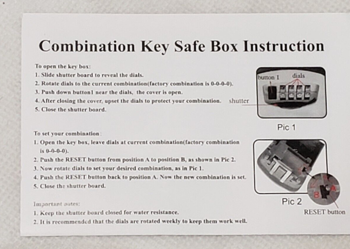 4 Digit Combination Key Lock Box Wall Mount Safe Security Storage Case Eilin