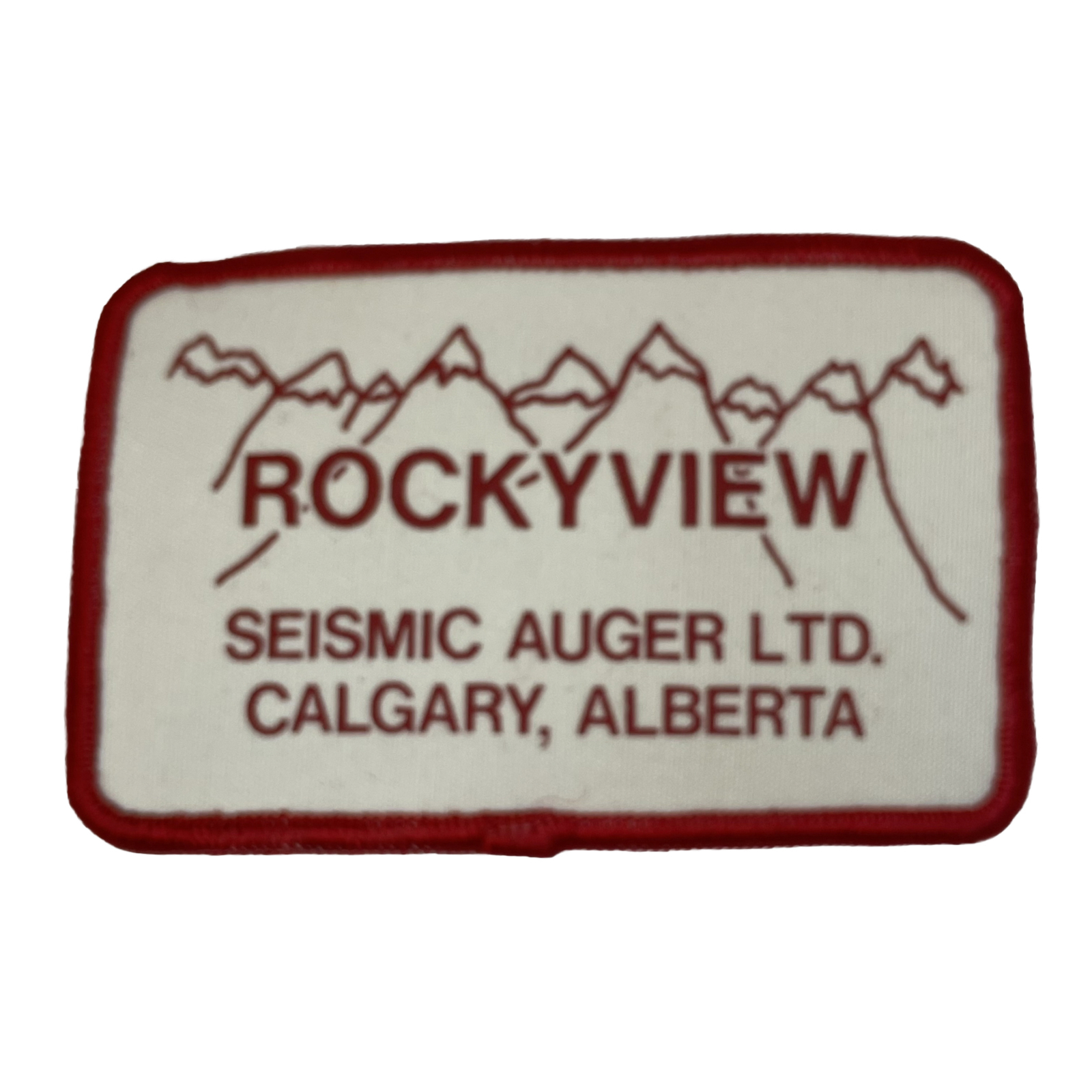 Vintage Rocky View Seismic Auger Patch Iron On Canada 4 in x 2.5 in