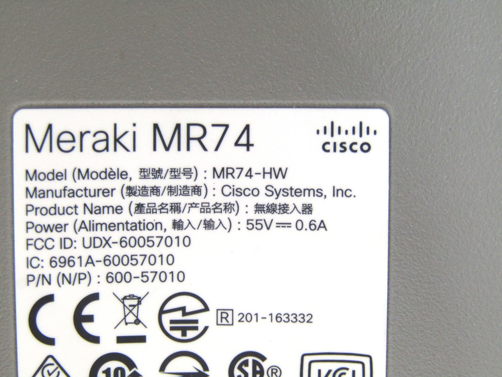 Cisco Meraki MR74-HW PoE Wireless Access Point