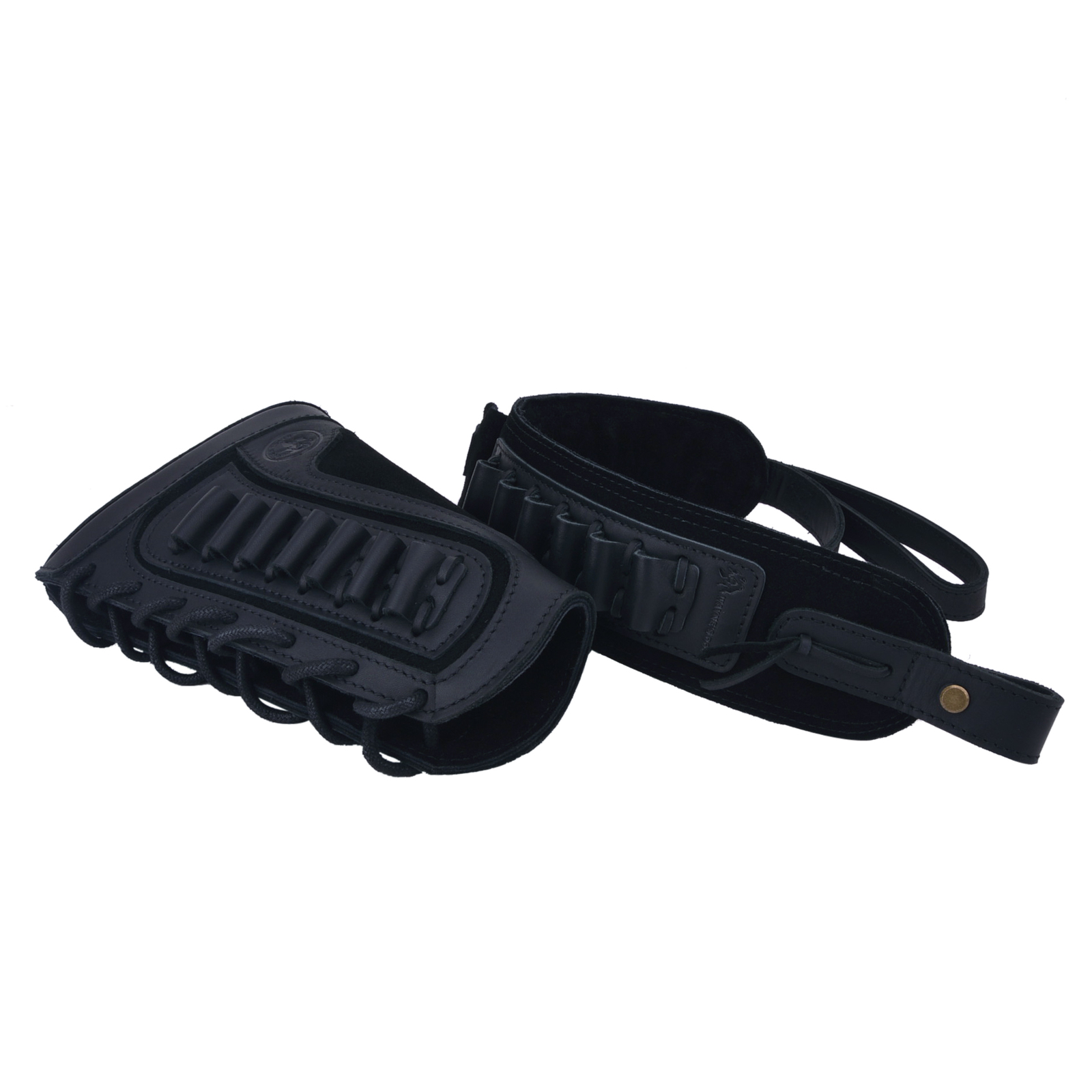 Set of Leather Gun Buttstock with Ammo Carry Sling for .22MAG.30-30 12GA .30-06