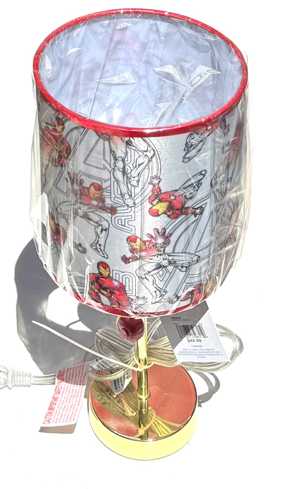 Marvel Avenger Ironman Lamp 15" H Kids Stick Table Lamp w/Pull Chain - Gold Base