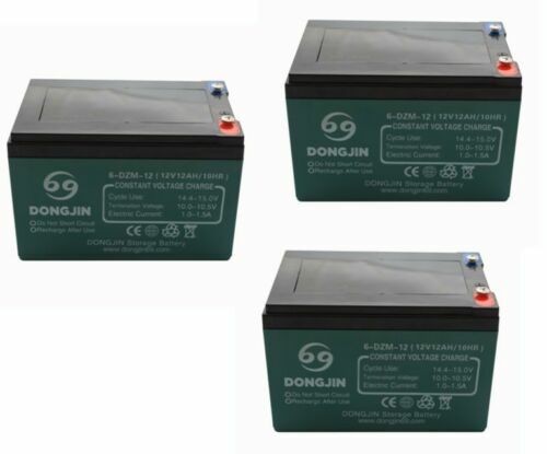 3pc 12V 12Ah 6-DZM-12  6-DMF-12   6-DZF-12 Battery 36V For Electric ATV Mobility