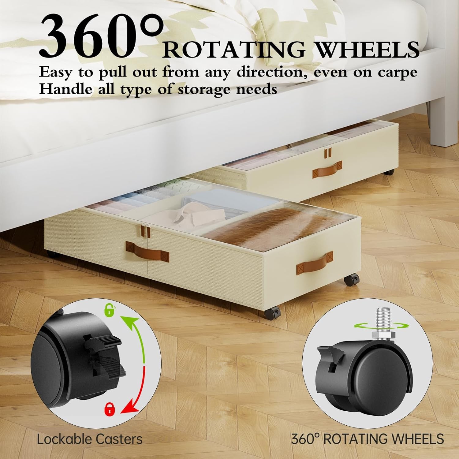 Under Bed Storage W/ Wheels 2 Pack Under Bed Storage Containers
