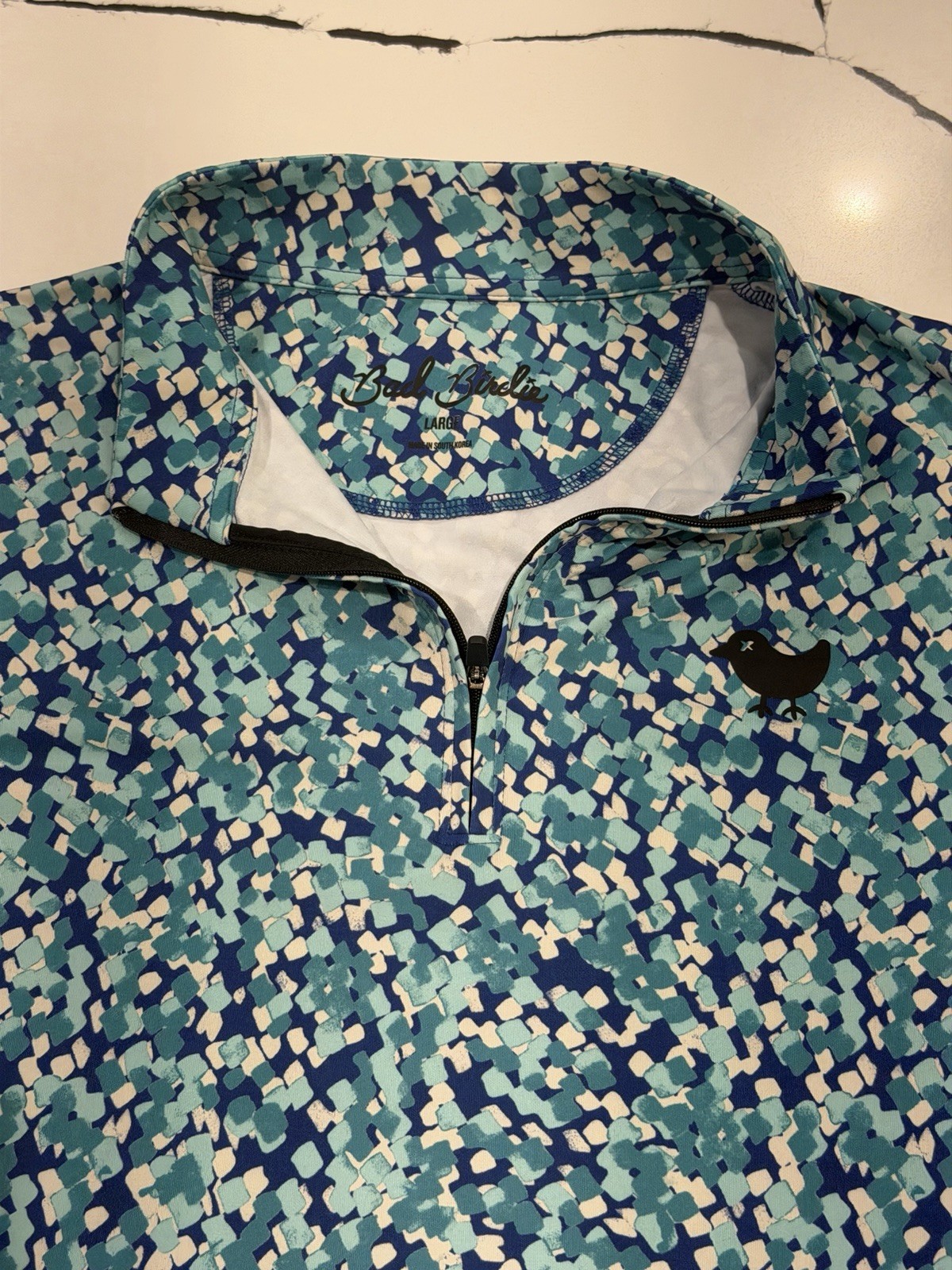 Bad Birdie Performance 1/4 Zip Pullover Mens Large Geometric Long Sleeve