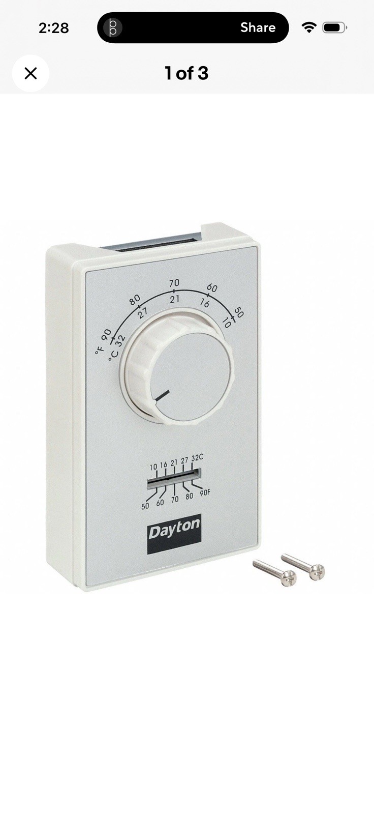 Dayton Cooling Control 6GVX8C Thermostat New In Box