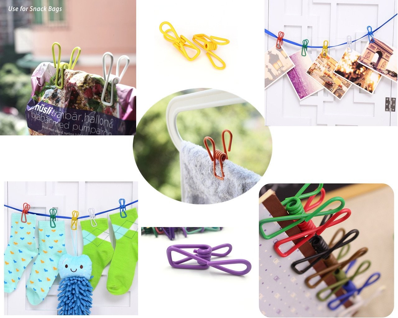 30 Pcs 2 Inch 10 Different Random Colors Chip Clips, PVC Coating High Elastic...