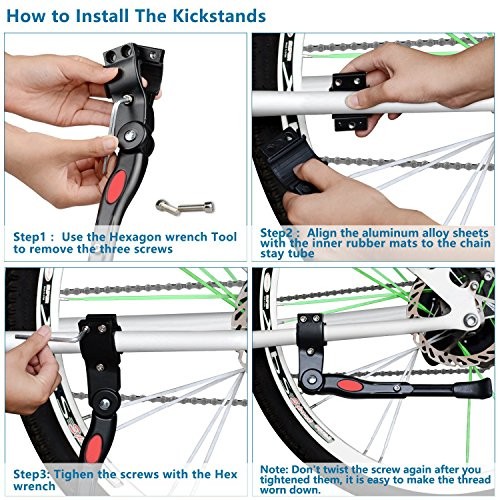 Adjustable Bicycle Kickstand, Bike Side Support Kick Stand for 22 Black-2 pack