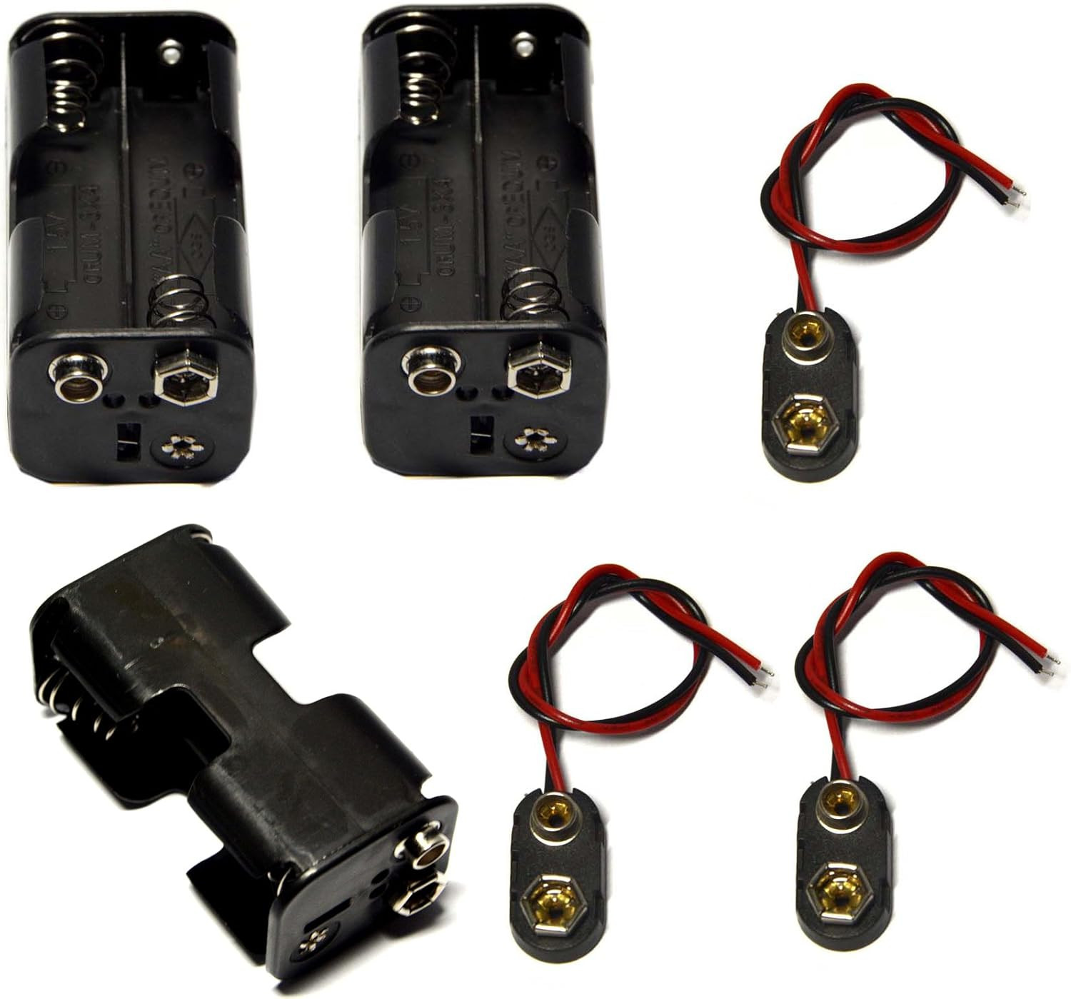 3 Pcs 4 X 1.5V (6V) AA Battery Holder Leads with 3 Pcs 9V I Type Snap Connector