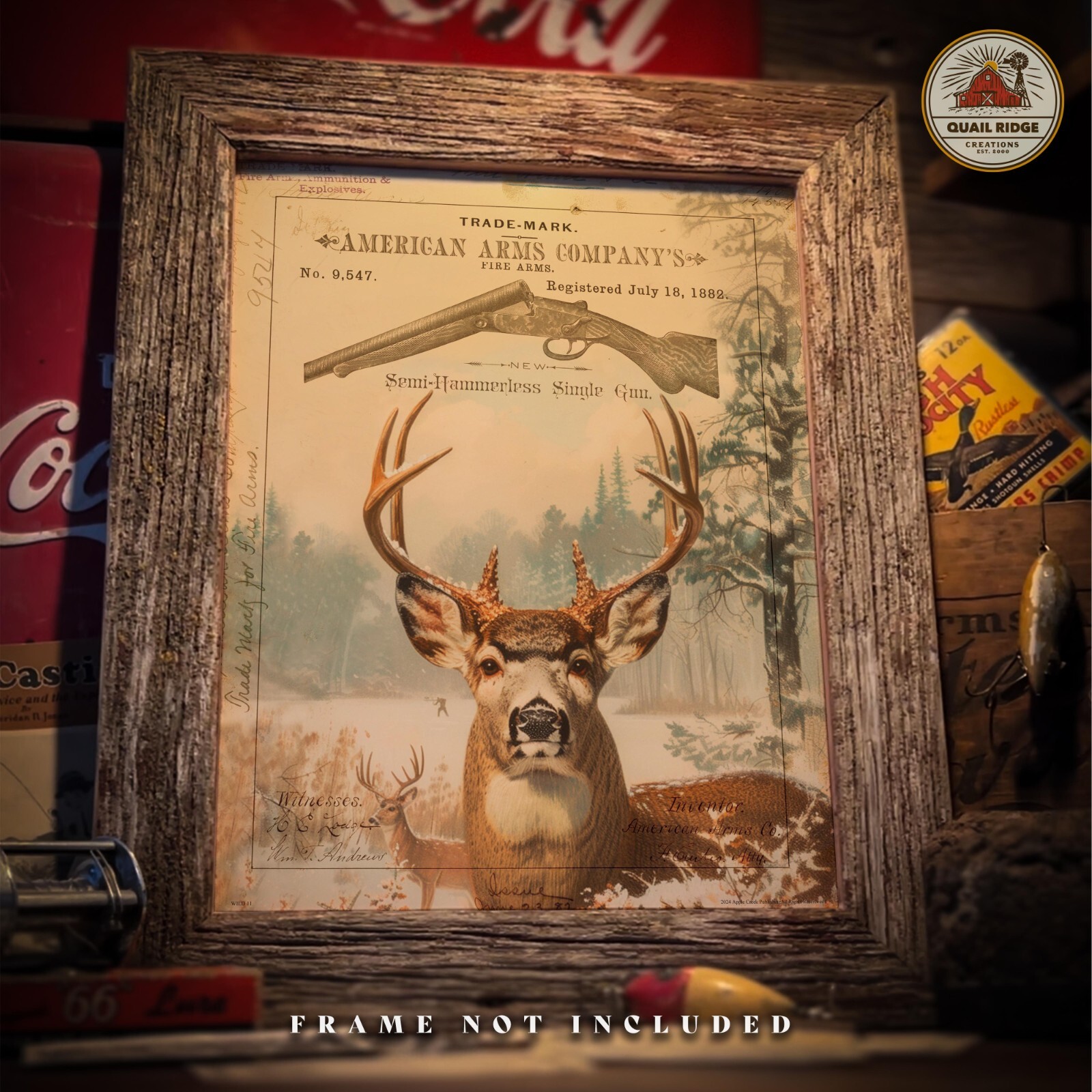 Vintage American Arms Shotgun Art Print Deer Hunting Gun Collector Artwork Gift