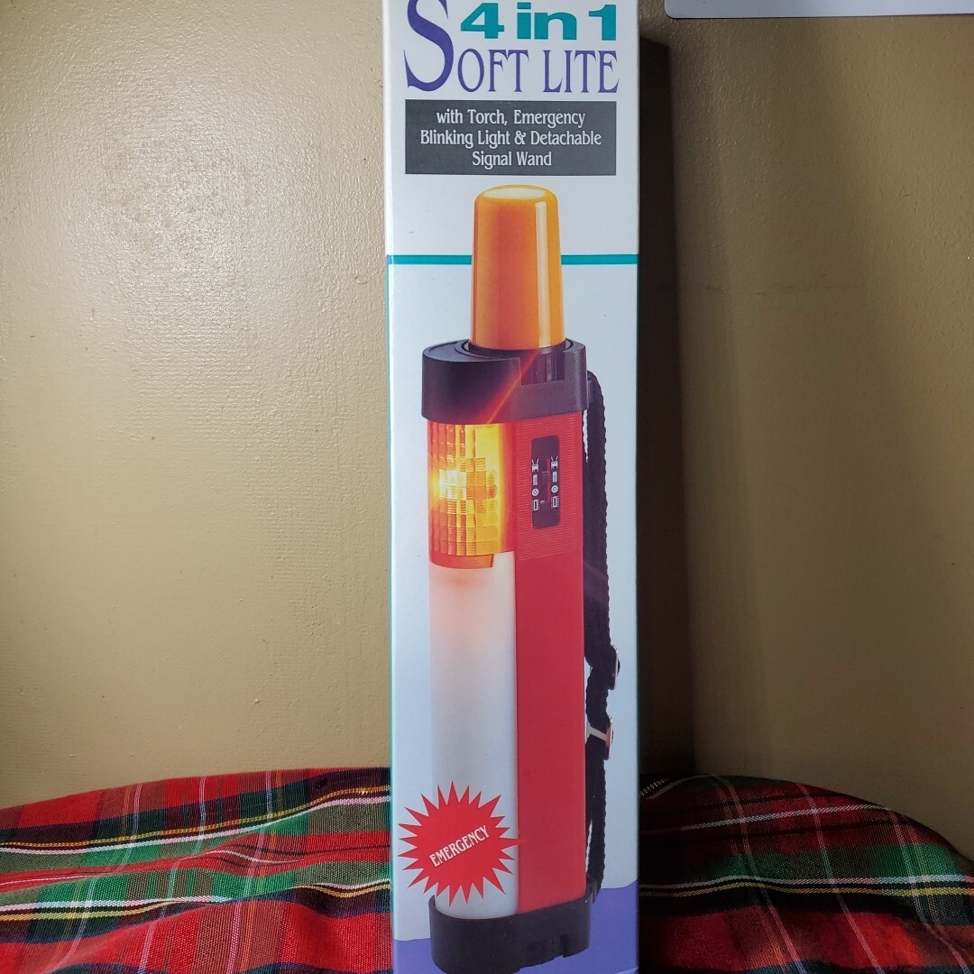 Soft Lite 4 in 1 Emergency Flashlight Signal Wand Red Vintage New Old Stock Road