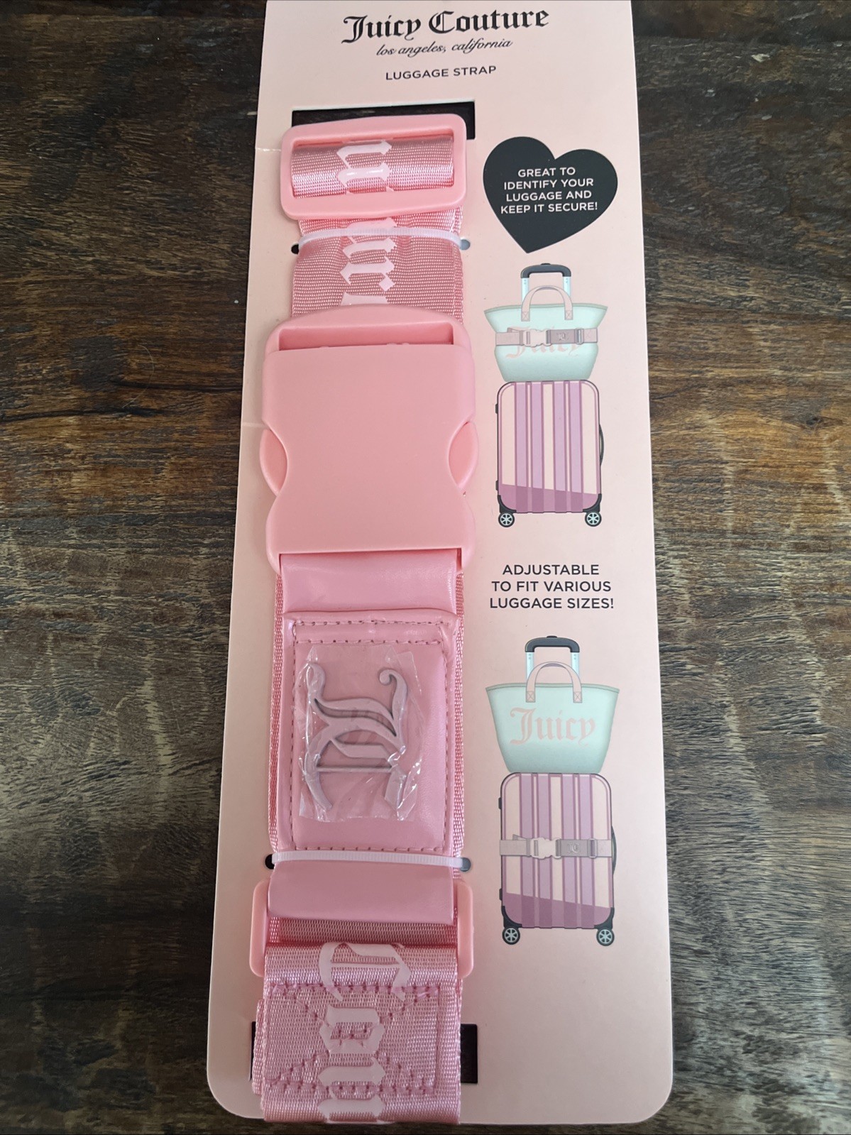 Juicy Couture Pink Adjustable Luggage Strap Pink