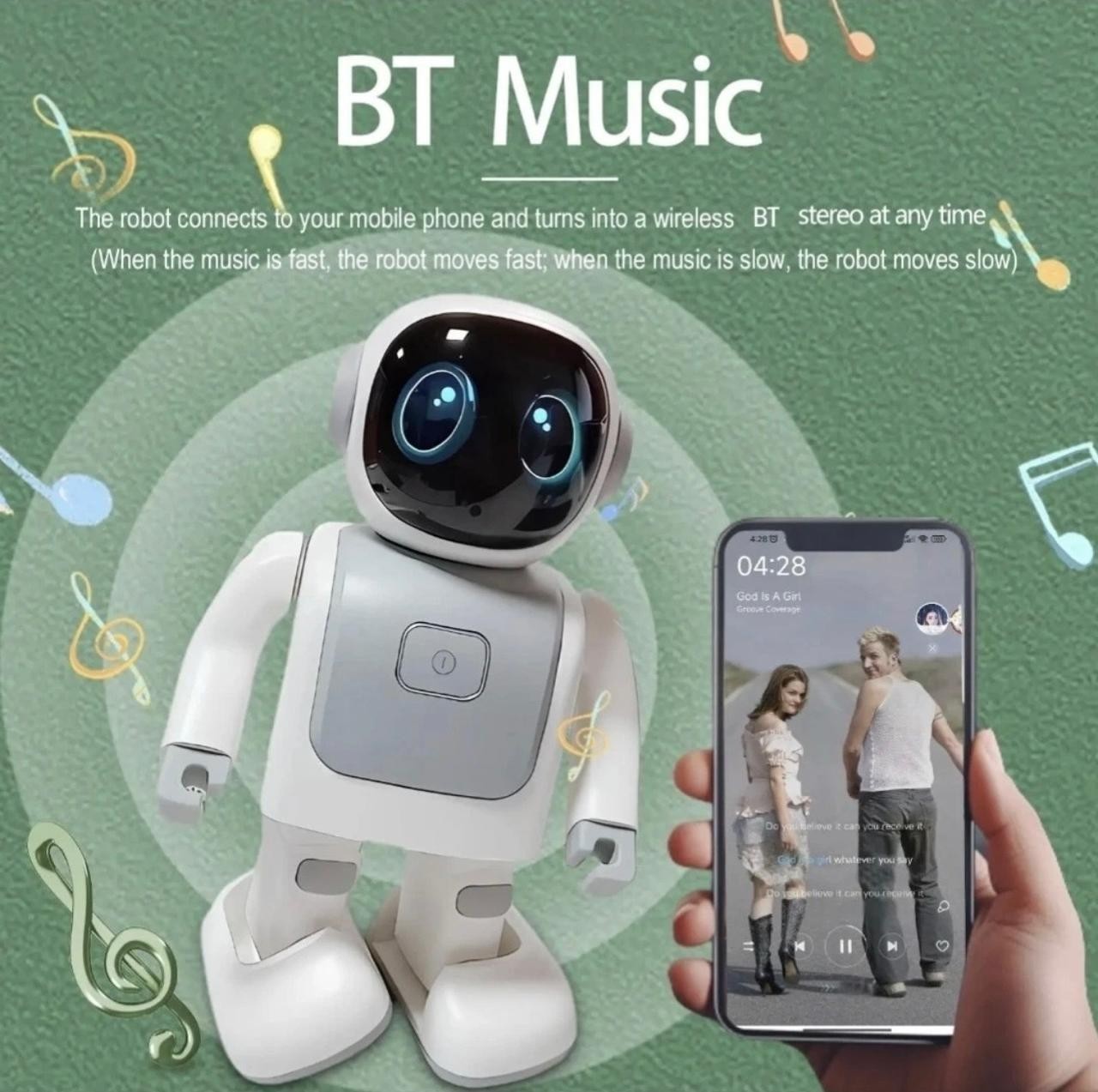 Interactive Dancing Robot Bluetooth Speaker | LED Eyes | USB-C Rechargeable
