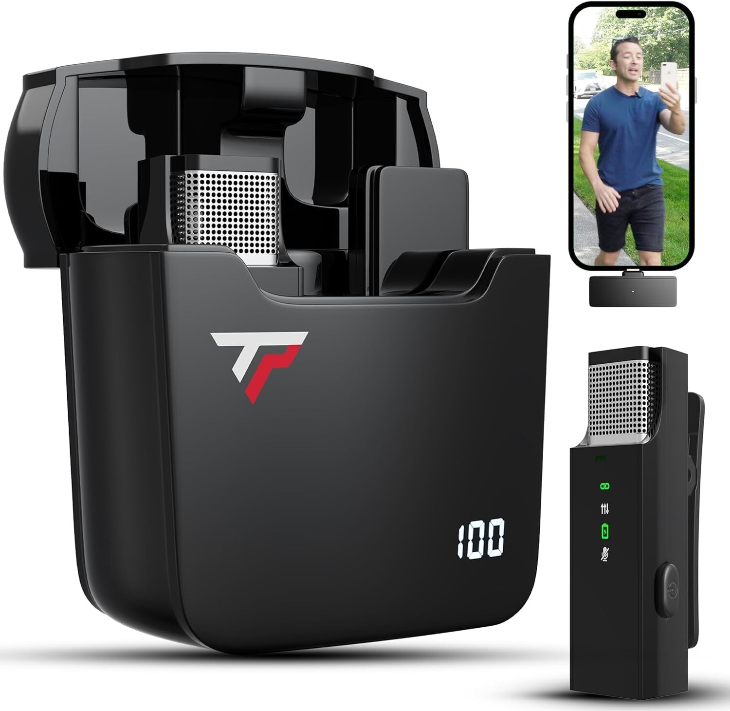 TikTalkPro Wireless Lavalier Microphone for iPhone - 2.4Ghz Mic (Audio - 175 ft)