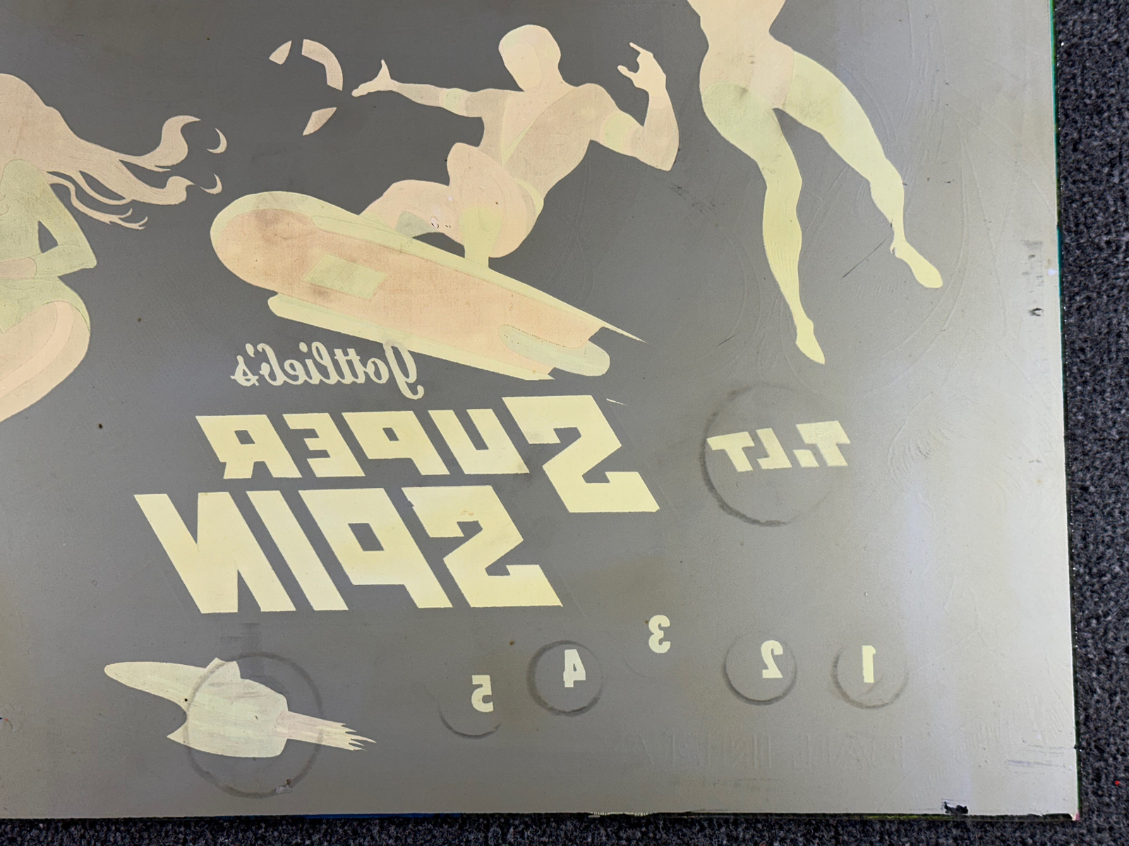 Gottlieb Super Spin Pinball Machine Game Backglass ORIGINAL