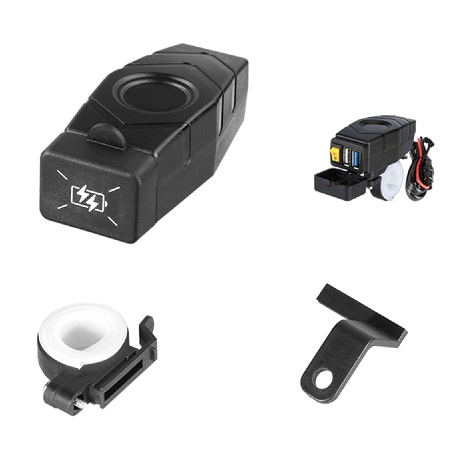 Handlebar Green Light USB Charger w/ Bracket 24V 36V 48V 60V For Mobile Phones f