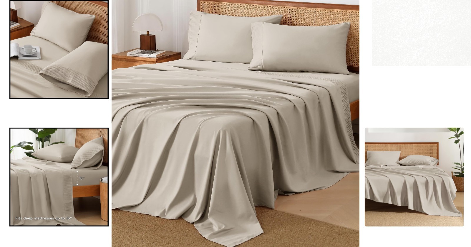 Exquisite 4-Piece Queen Sheet Set - Breathable Cooling with Ruched Design