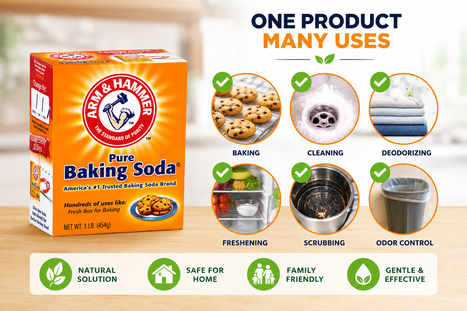 Arm & Hammer Baking Soda, 1 Pound 4 Pack