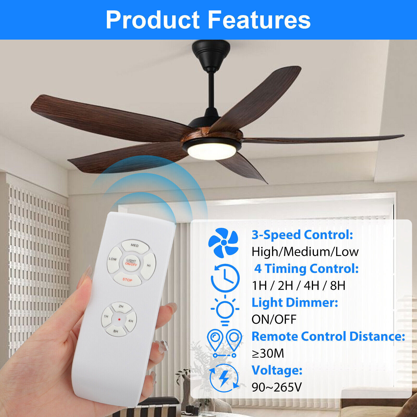 2x Universal Ceiling Fan Lamp Light Wireless Timing Remote Control Receiver Kit