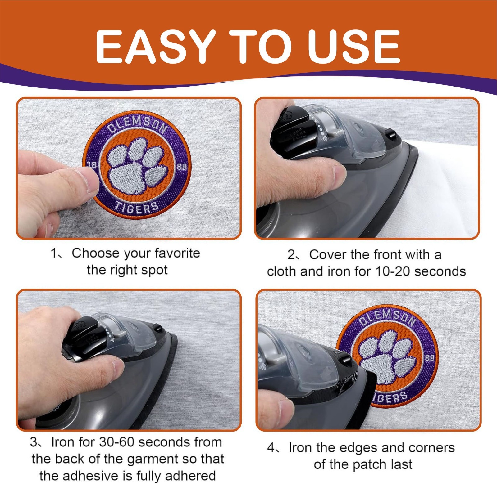 Clemson Tigers NCAA Team Logo Iron On Patch - Sew Patch - Embroidered Patch