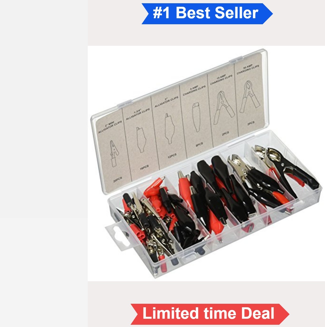 Alligator Clip Clamp Assortment 60 Piece Metal Electrical Test Leads Repair