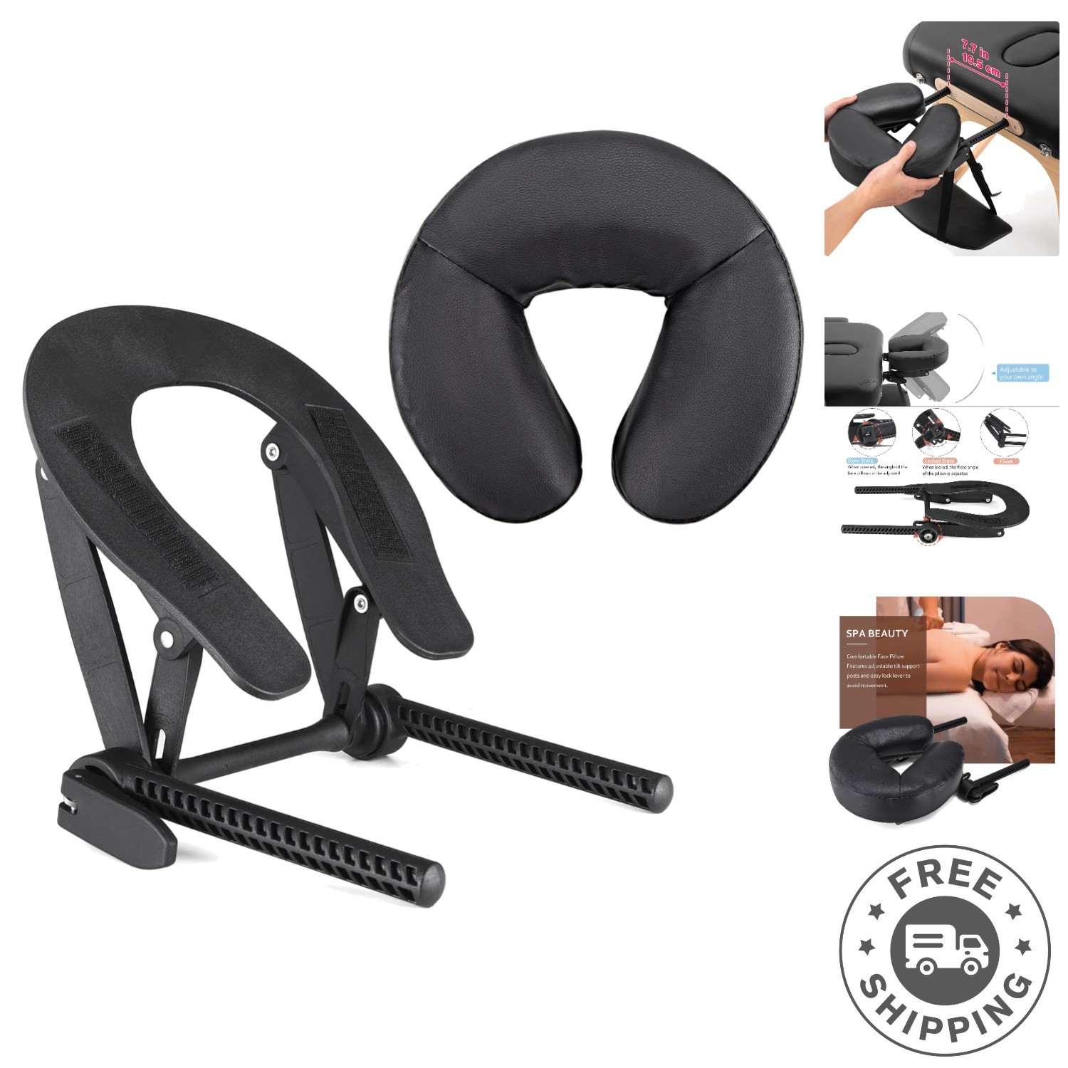 PU Leather Massage Face Cradle & Cushion - Waterproof, Stain-Resistant