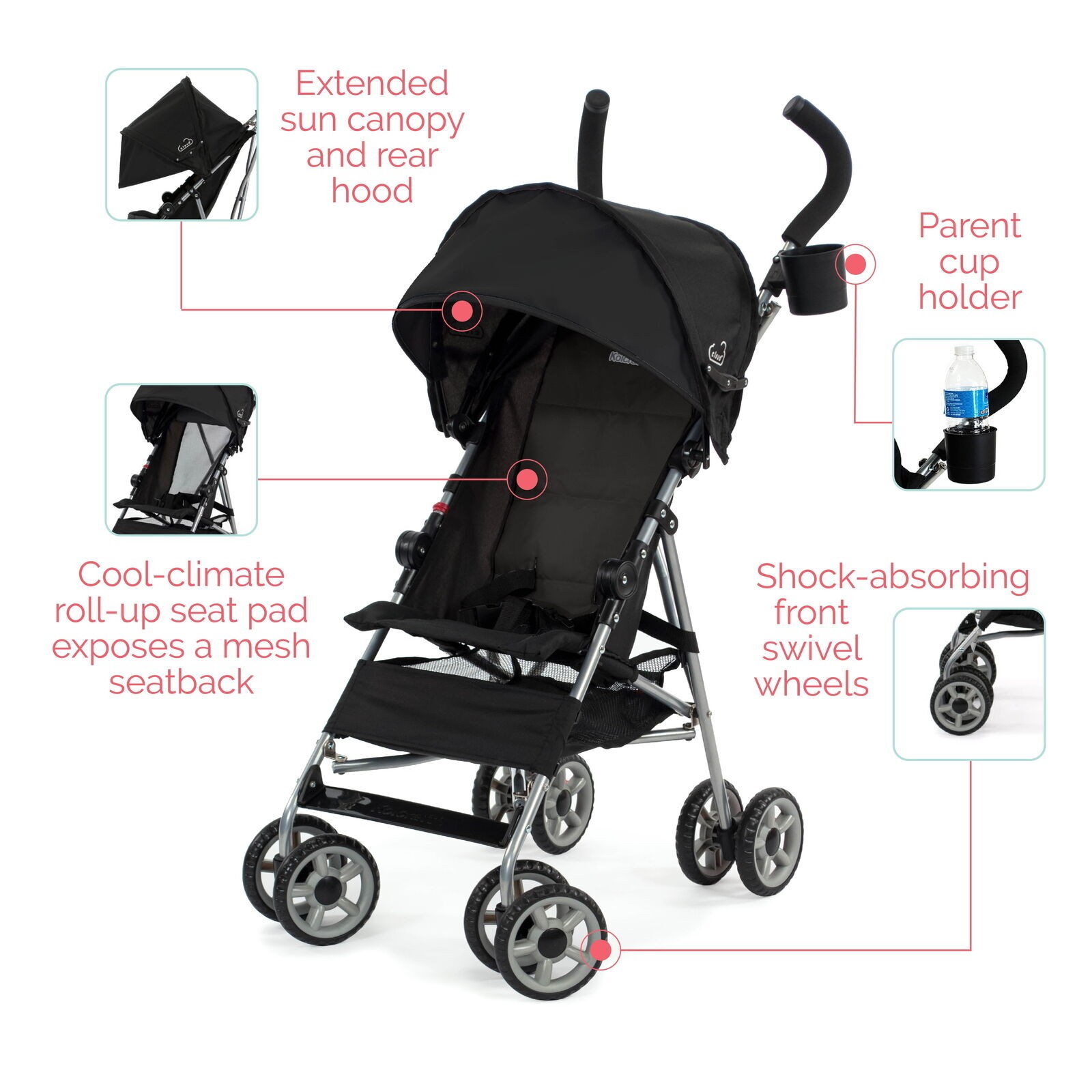 Baby Cloud Umbrella Stroller Travel Lightweight Infant Foldable Sun Canopy Black