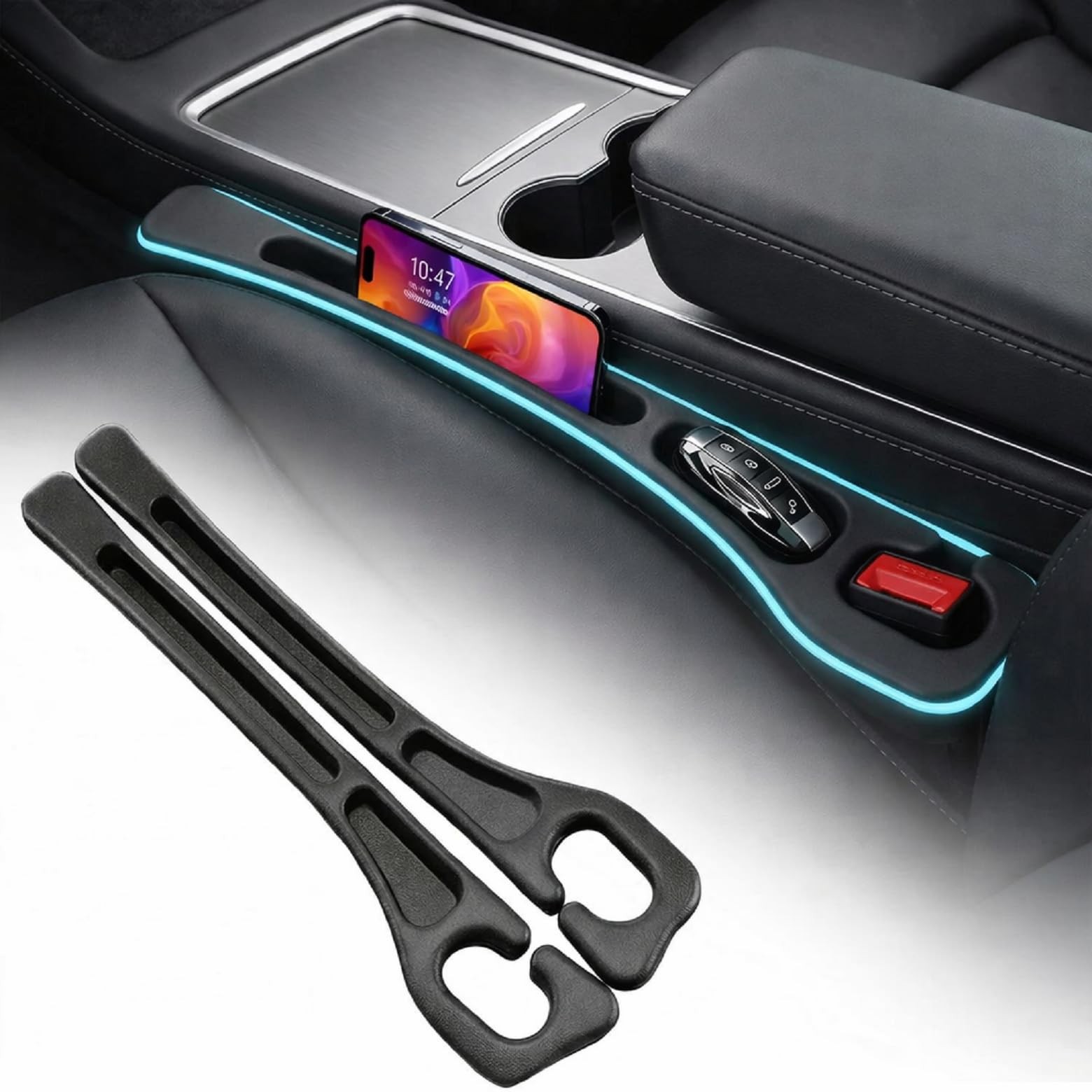Seat Gap Filler 2 Pack, Car Seat Gap Plug with Storage Slot for & Keys, High-...