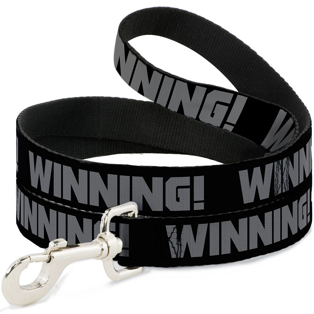 Dog Leash WINNING! Black/Gray NARROW 0.5"