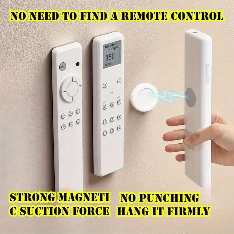 3PCS Magnetic Remote Control Holder Wall Mount No Drill Storage Rack White
