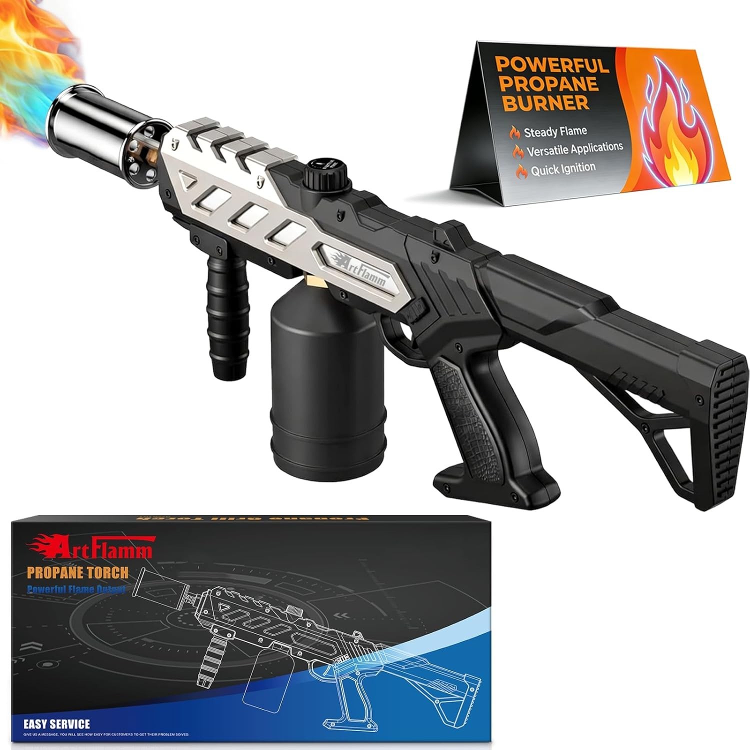 Powerful Propane Torch Gun, Adjustable Flame Thrower Gun, Kitchen Torch with ...