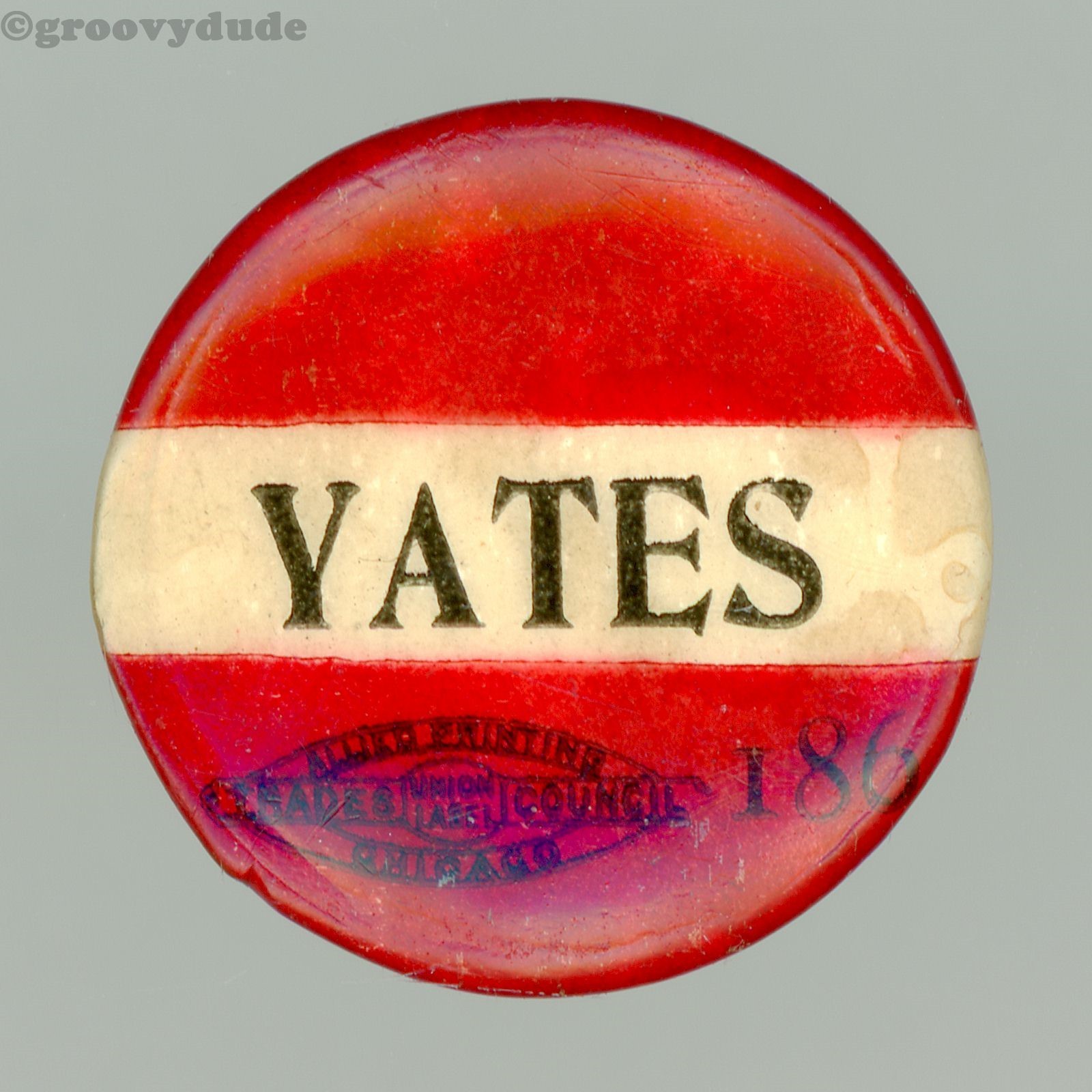 1900 Richard Yates for Illinois Governor Vintage Campaign GOP Pin Button Stud