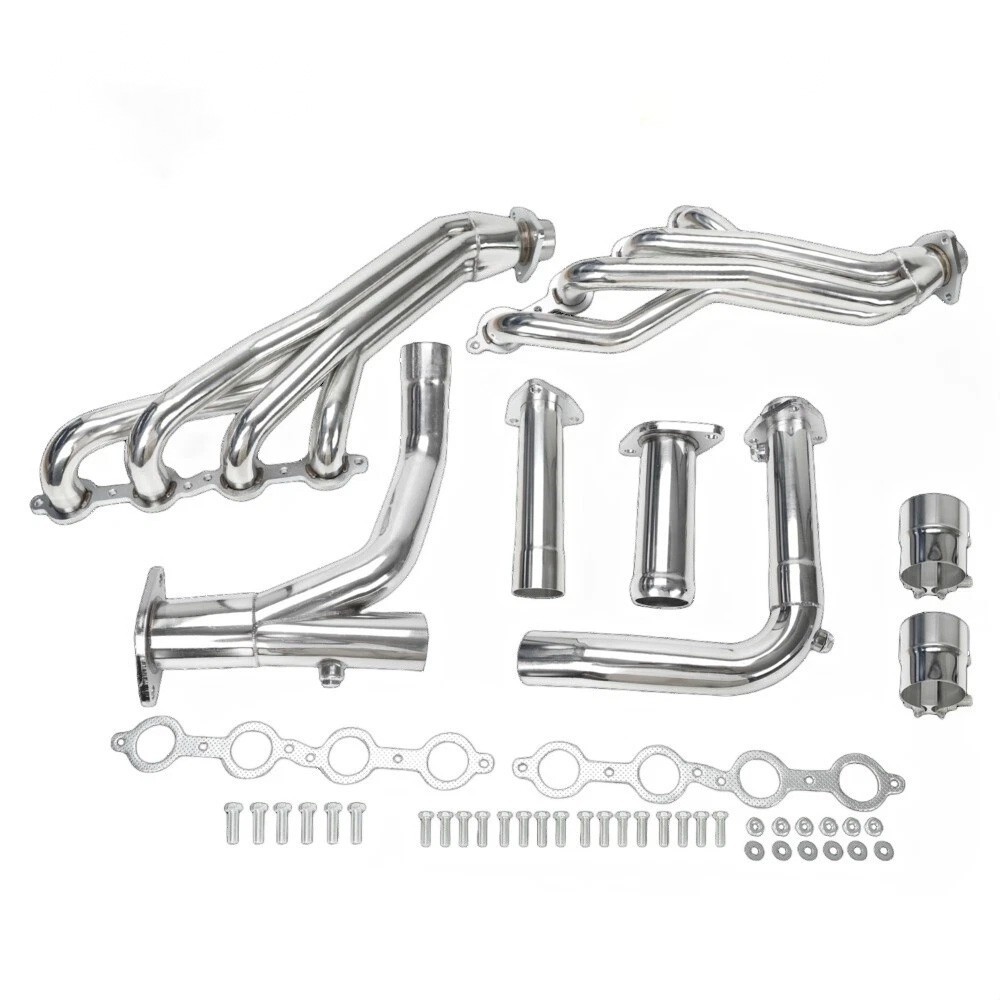 Long Tube Stainless Steel Headers w/ Y Pipe for 07-14 Chevy GMC 4.8L 5.3L 6.0L