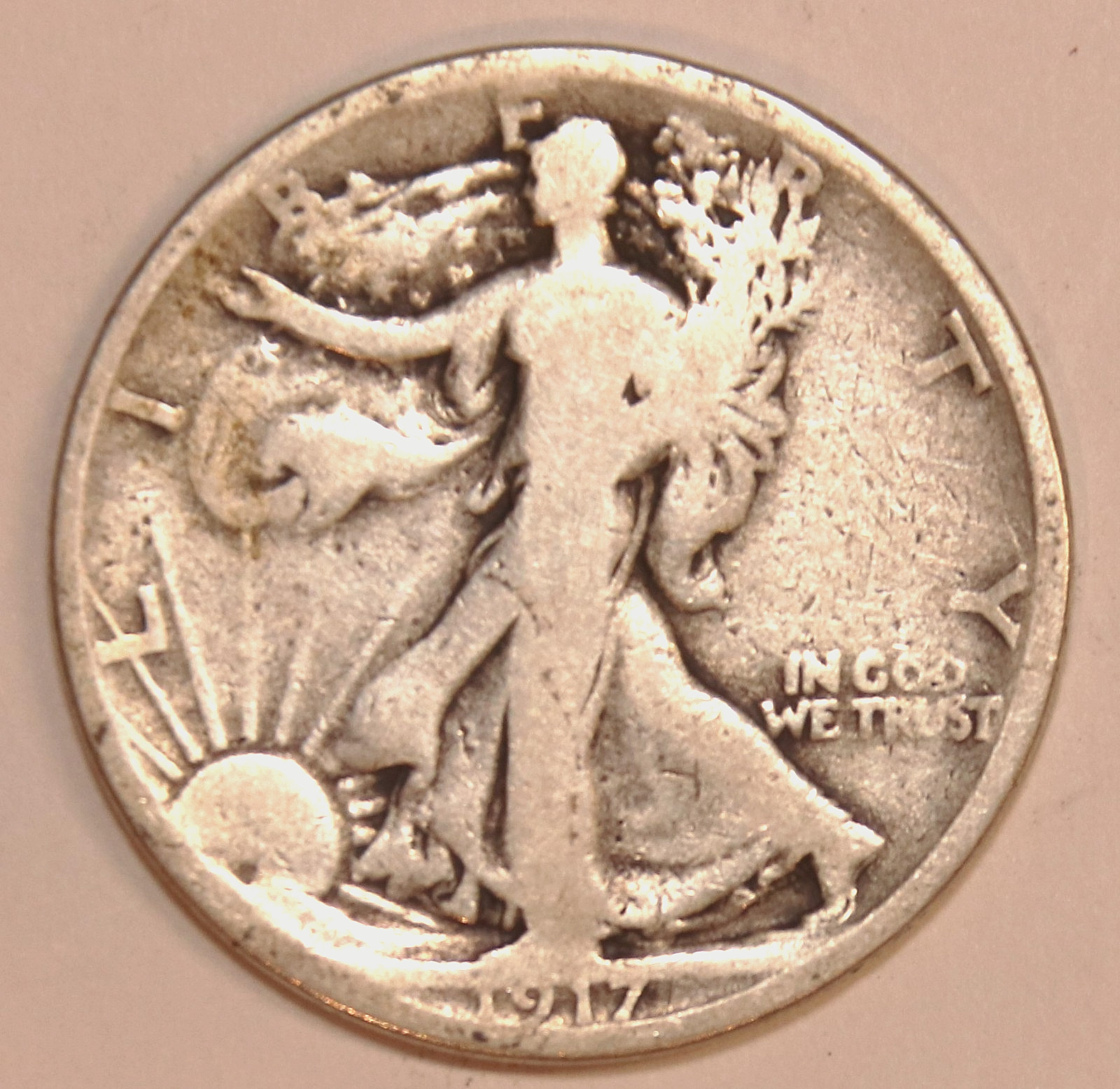 1917-S Reverse Walking Liberty Half Dollar - Very Good - #5638E