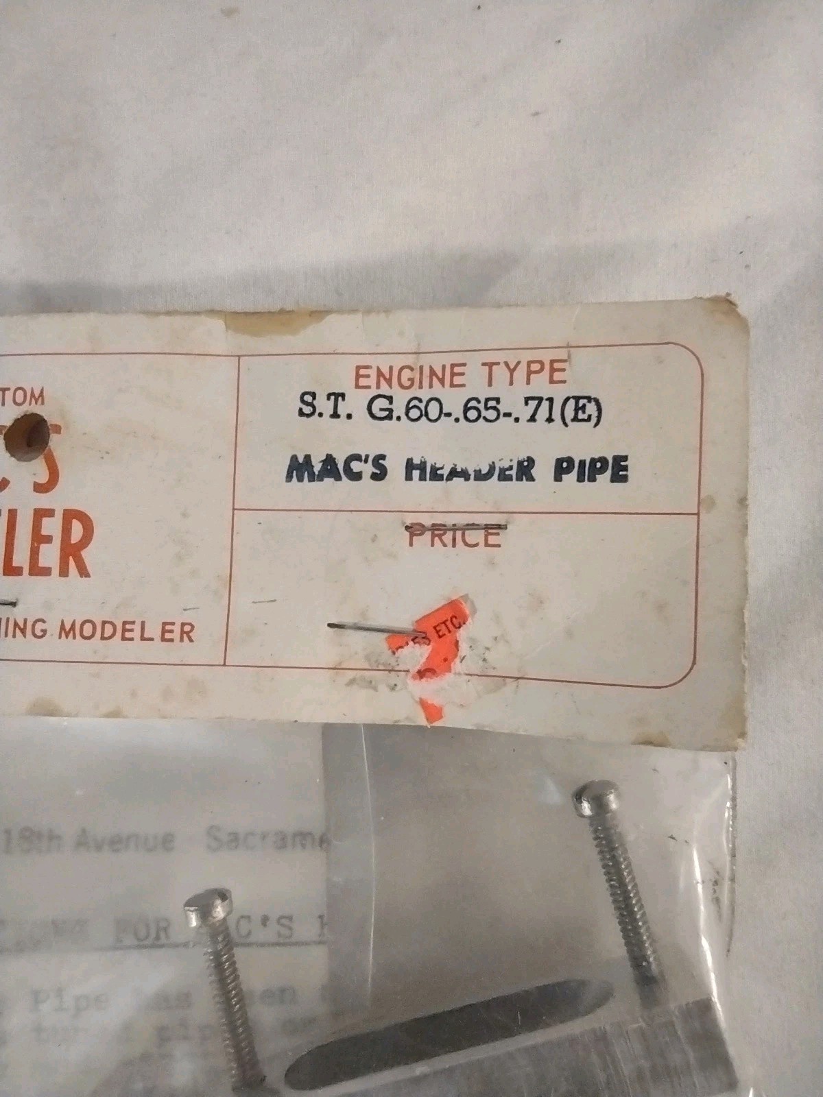 Model Airplane Engine Header Mac's
