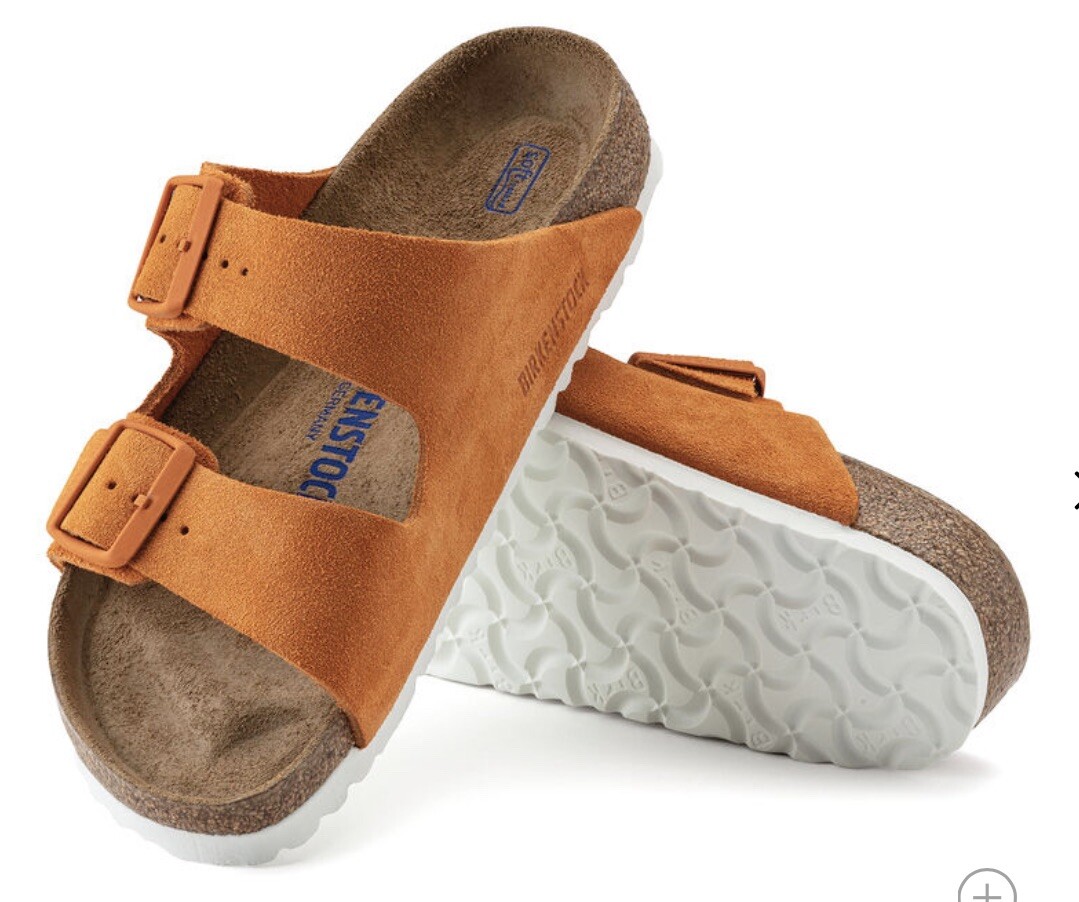 Birkenstock Arizona Soft Footbed Sandals Russet Orange Suede Womens 37 NEW