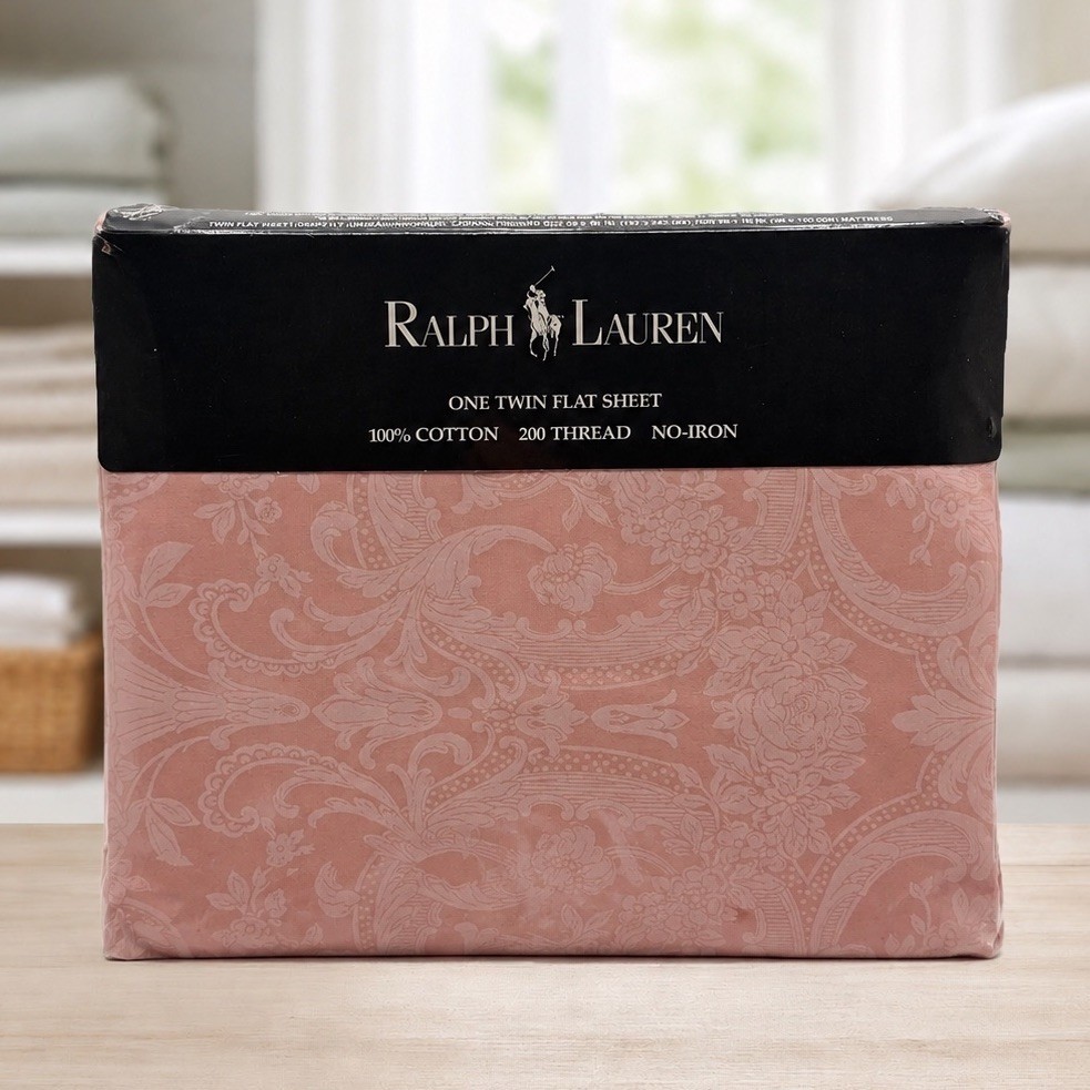 Vintage Ralph Lauren Avery Pink Twin Flat Sheet 200TC Cotton USA New Sealed