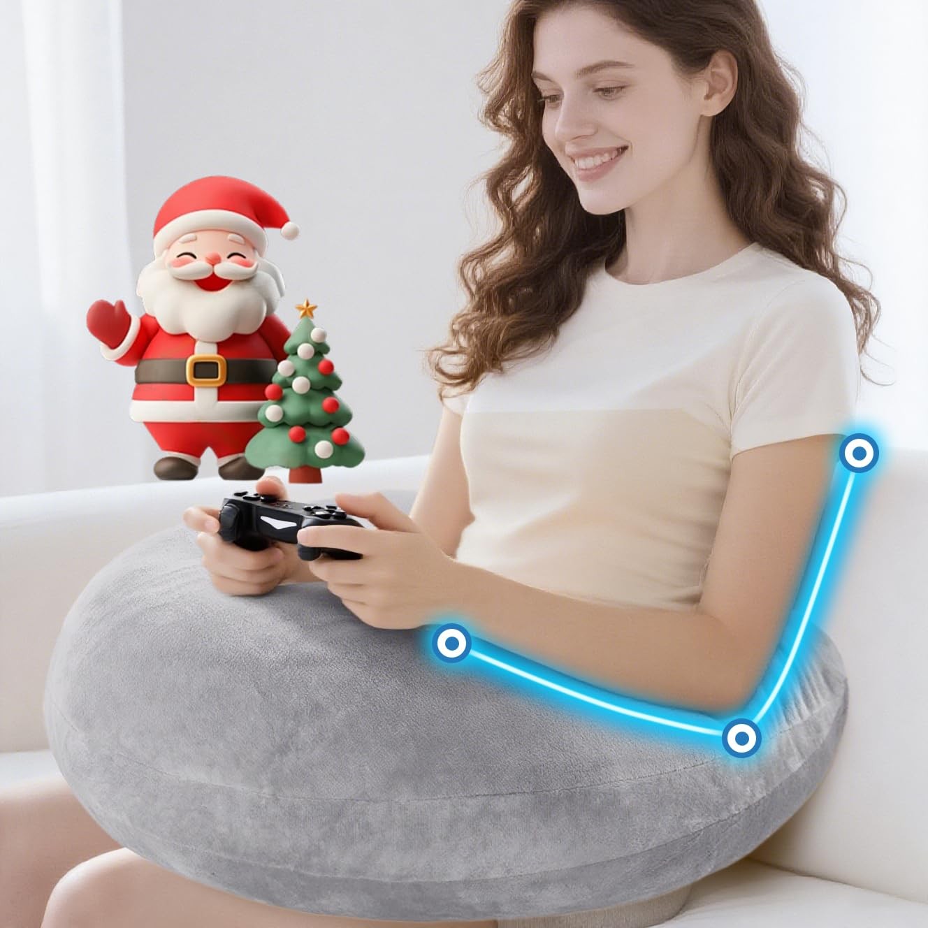 Gaming Pillow Arm Support Pillow for Bed & Sofa: Ergonomic U-Shaped Lap Pillo...