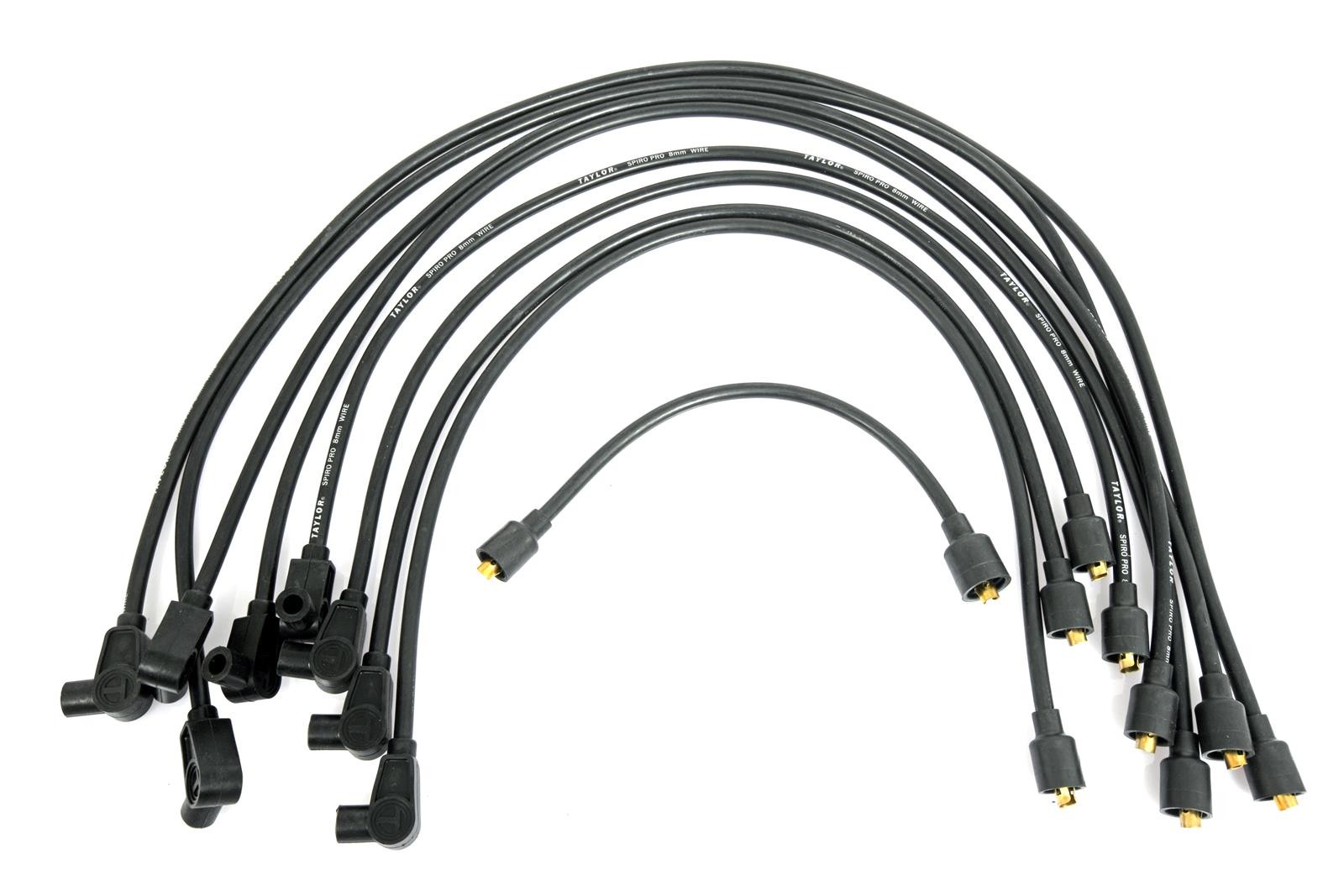 Taylor Spark Plug Wire Set 74001; Spiro Pro 8mm Black 90° for Chevy V8