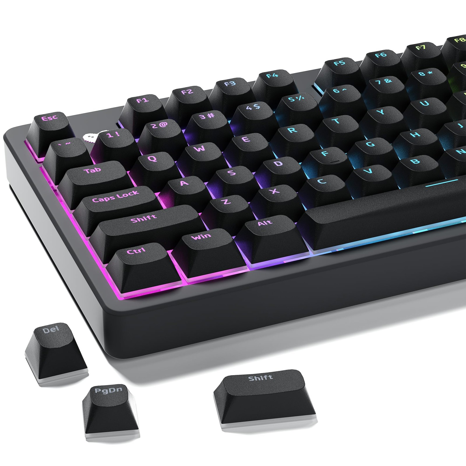 Shine Through Keycaps Set - Black Semi-Translucent PBT for MX Switches