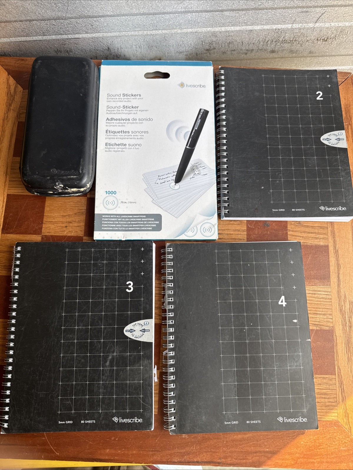 Livescribe Lot Of 5 Journals Non Working Pen sound Stickers Used Lot Of 5