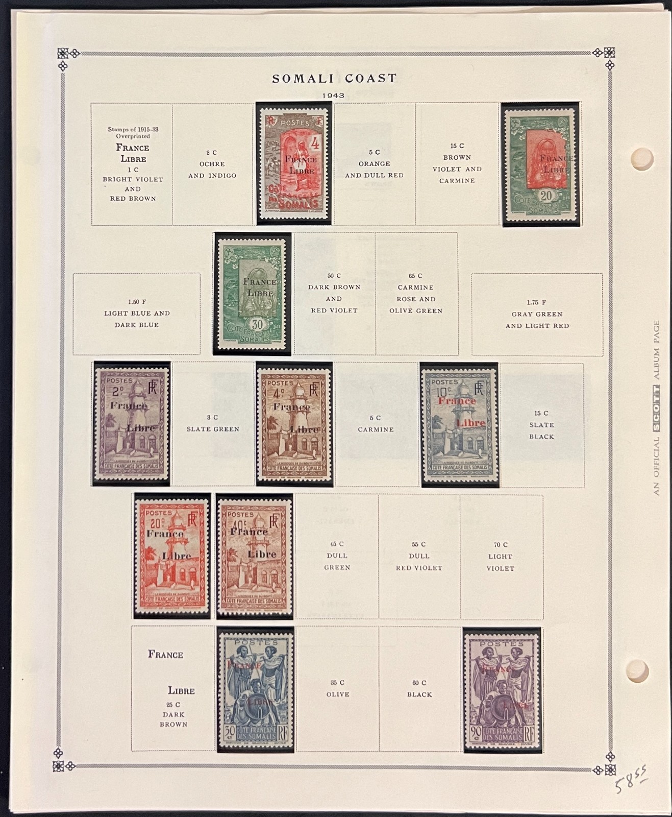Somali Coast Stamp Collection Pages Mint & Used 1941-1966 ZAYIX