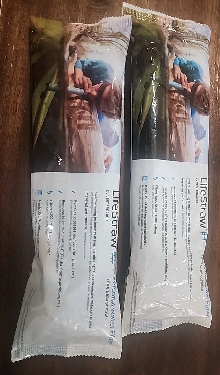 LifeStraw Personal Water Filter for Hiking Camping Travel Emergency 2 Pcs